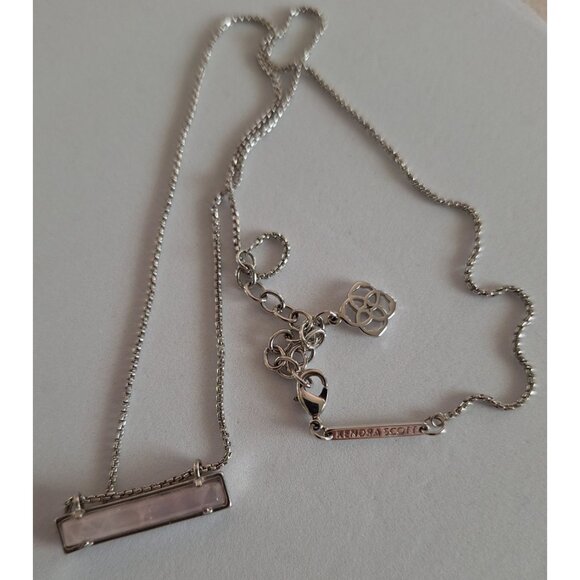 EUC Kendra Scott Leanor Necklace Silver With Rose Quartz Pendant - Picture 8 of 10
